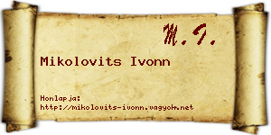 Mikolovits Ivonn névjegykártya